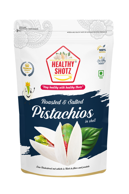 Healthy Shotz Roasted and Salted Pistachios (California 250gm)