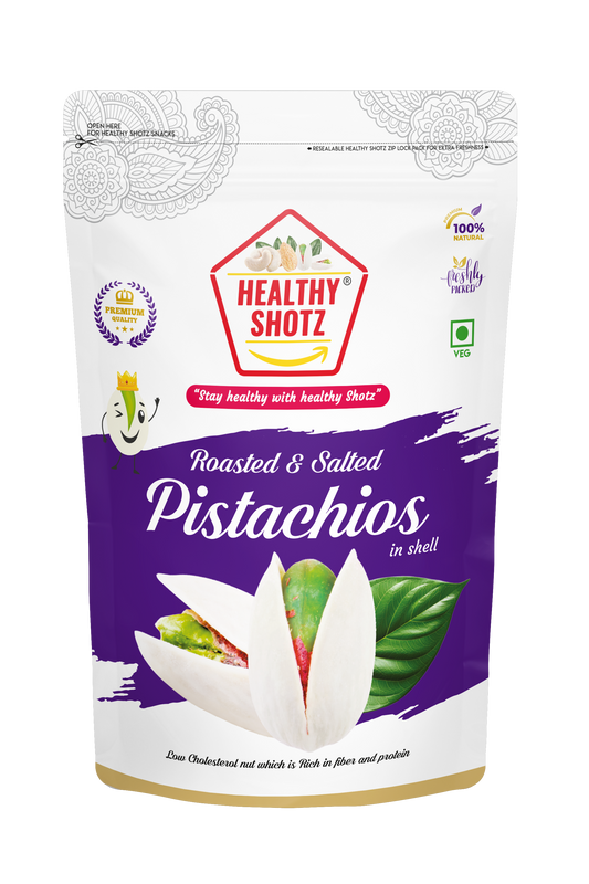 Healthy Shotz Roasted and Salted Pistachios (Irani 250gm)
