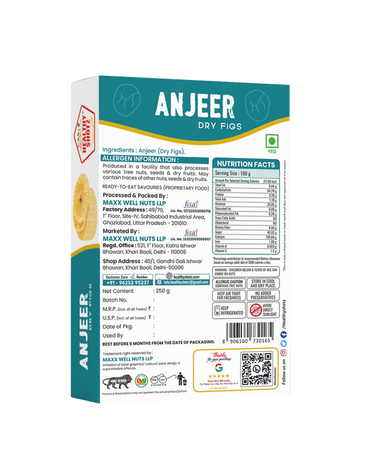 Healthy Shotz Anjeer Dry Fig (Prime) 250gram