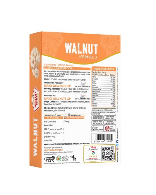 Healthy Shotz Walnut Kernels (Prime) 250gram